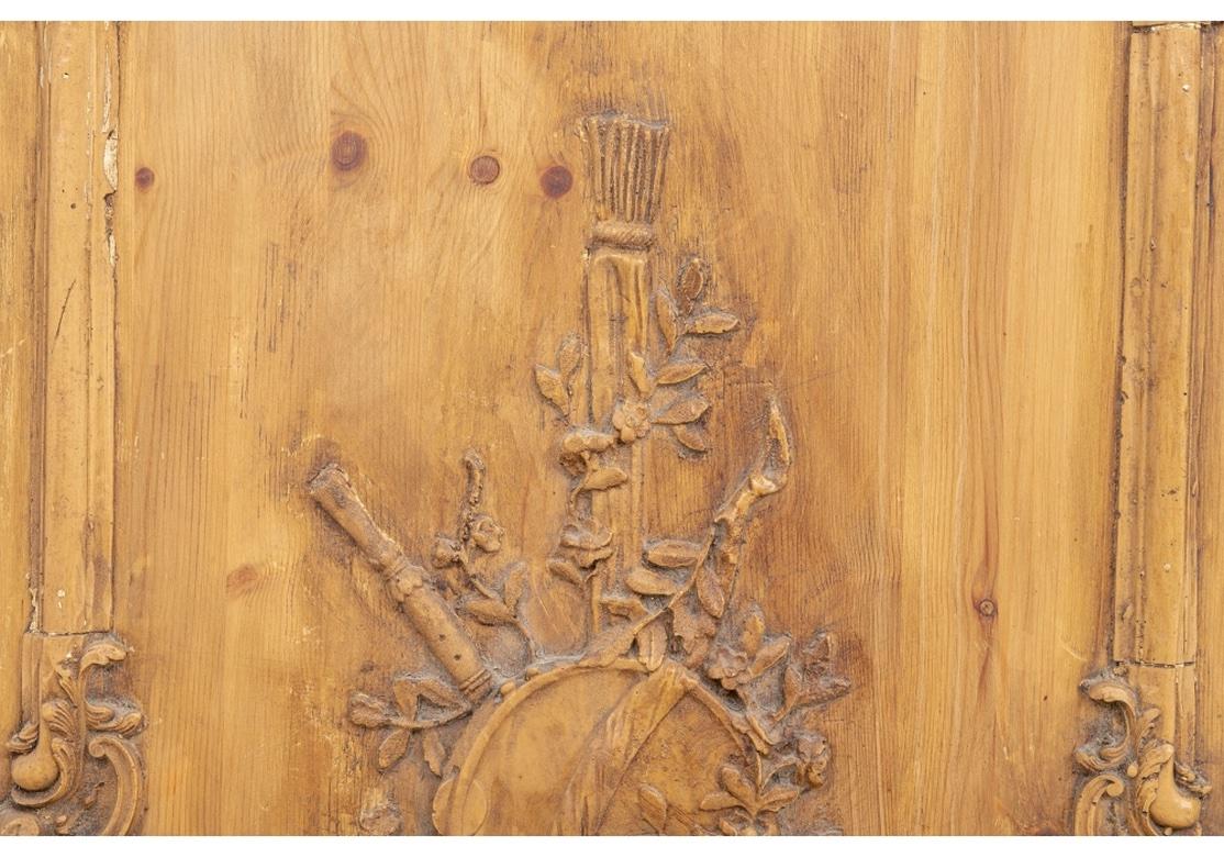Hand-Carved Pair of Antique French Carved Pine Panels For Sale