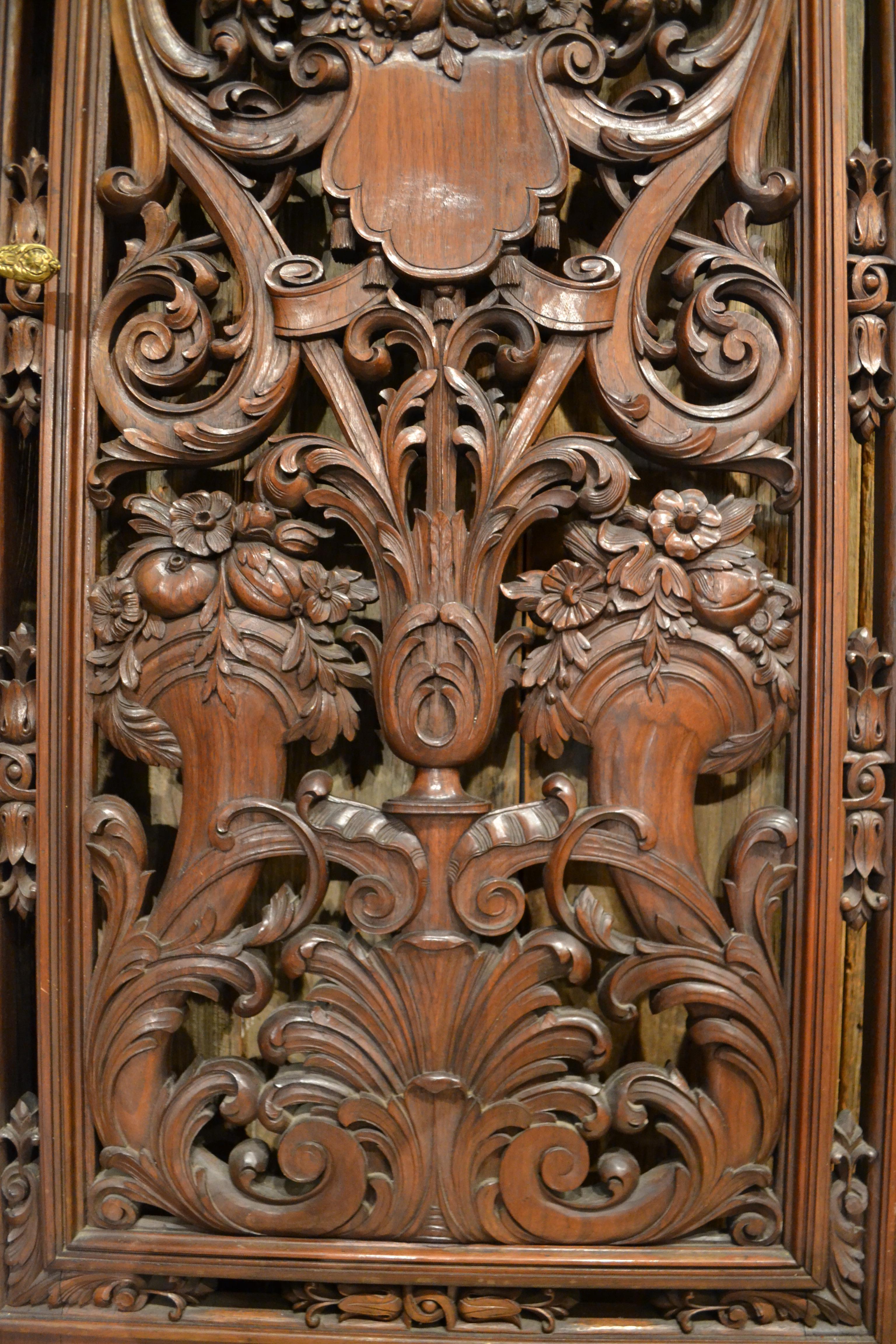 19th Century Pair of Antique French Carved Walnut Doors