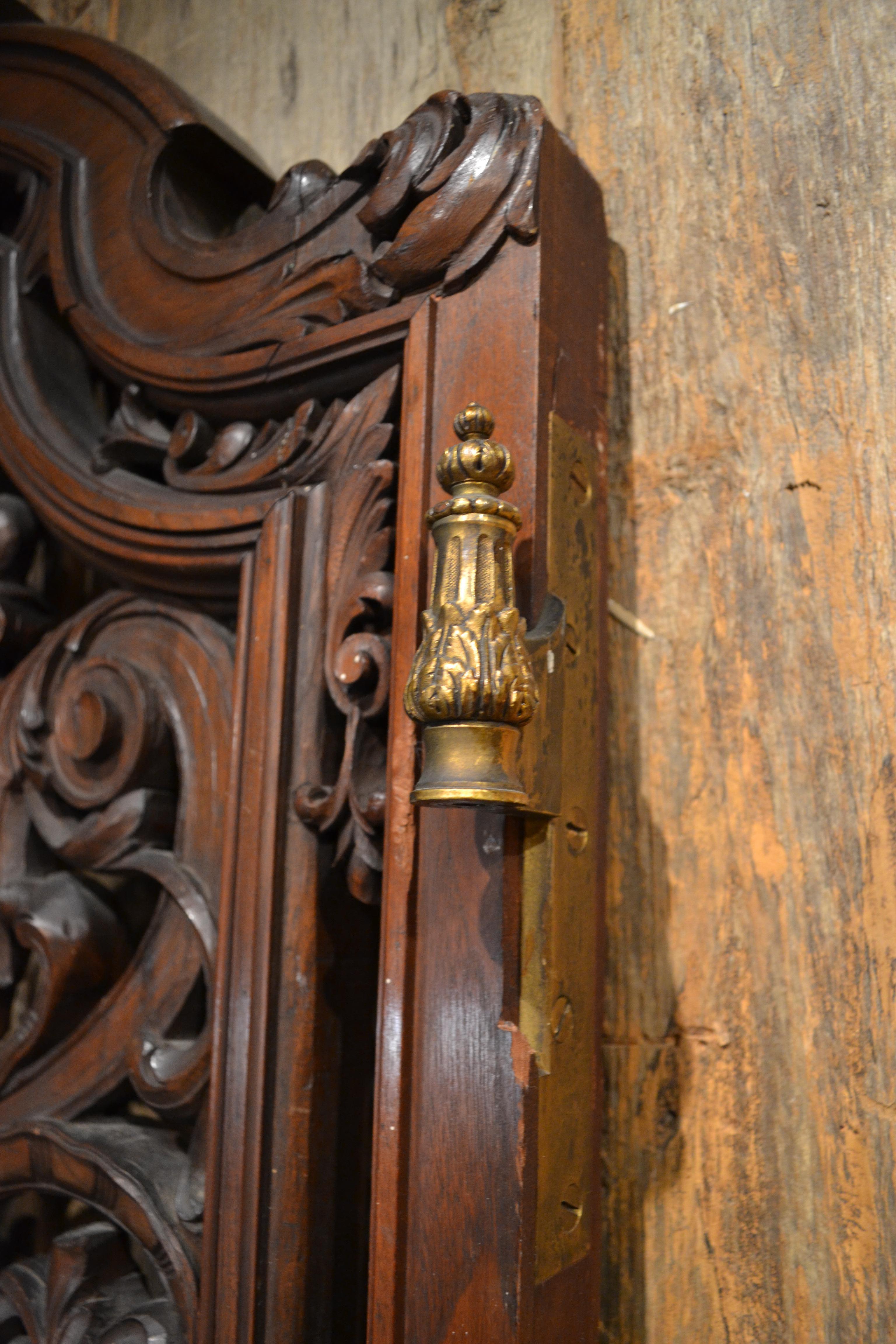 Pair of Antique French Carved Walnut Doors 3