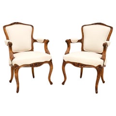 Pair of Antique French Carved Walnut Salon Armchairs Pair of Antique French Carved Walnut Salon Armchairs