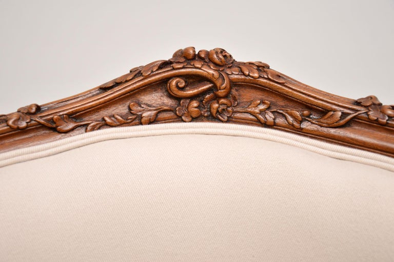 Pair of Antique French Carved Walnut Salon Chairs For Sale at 1stDibs