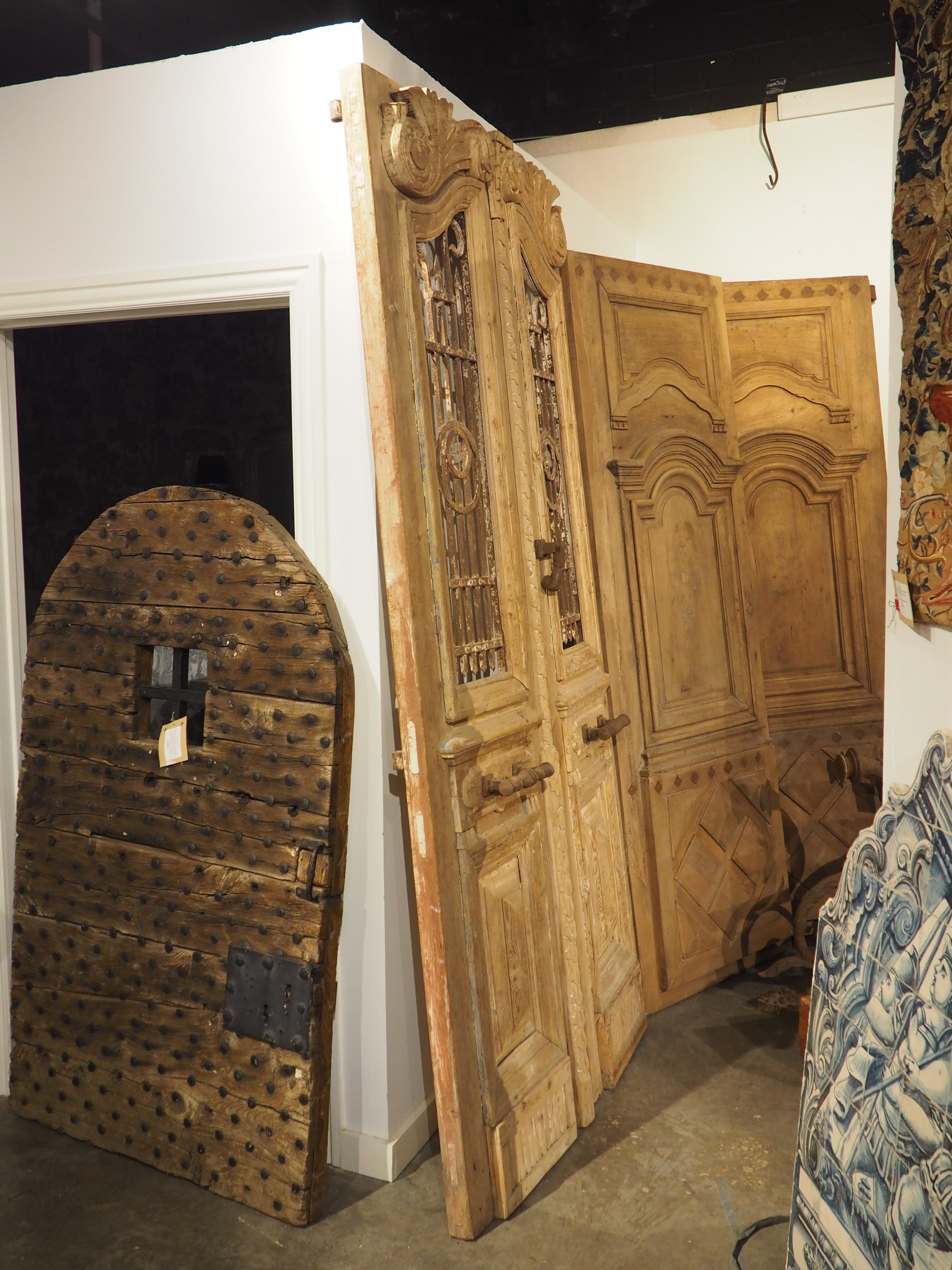 Pair of Antique French Carved Wood and Iron Doors, Circa 1880 For Sale 1