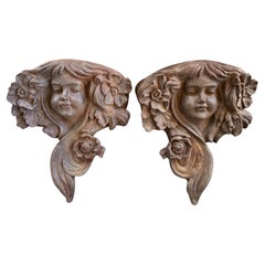 Pair of Antique French Cast Iron Balcony Planters/Ornaments, Circa 1900