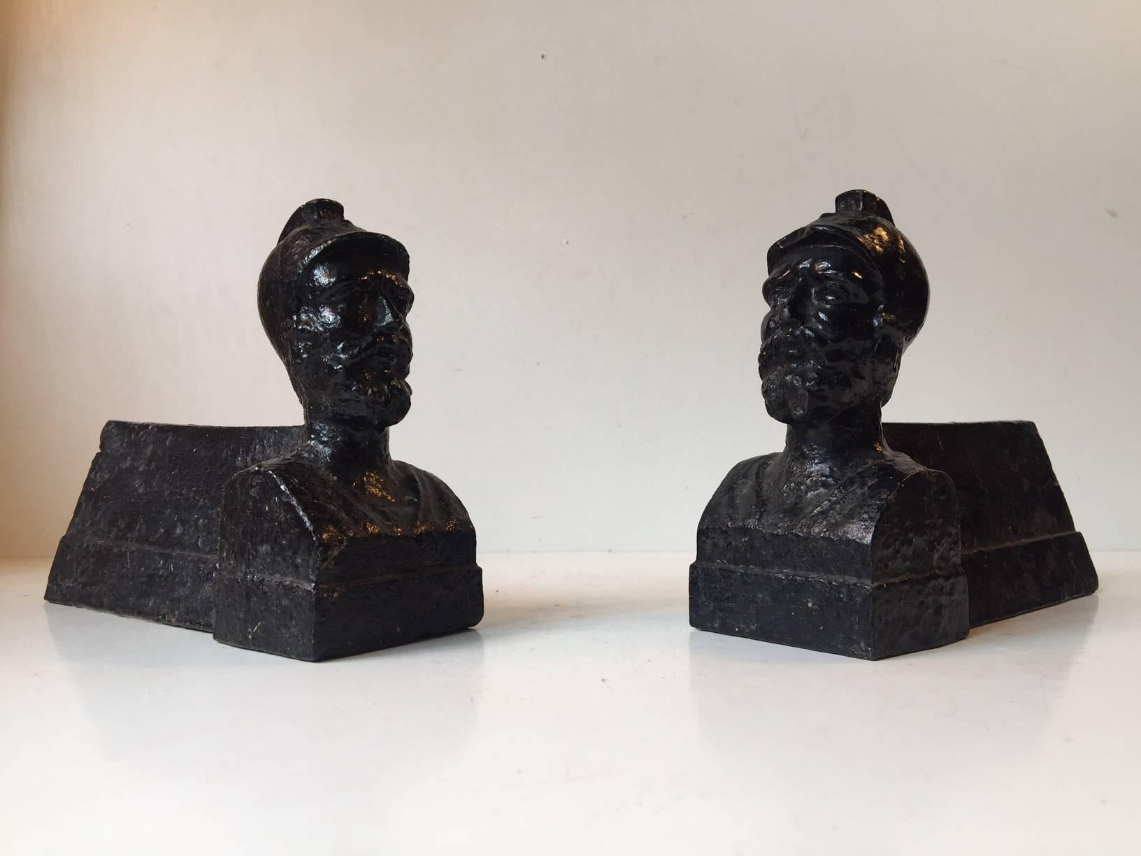 Antique French Cast Iron Chenets or Andirons, Napoleon III In Good Condition For Sale In Esbjerg, DK