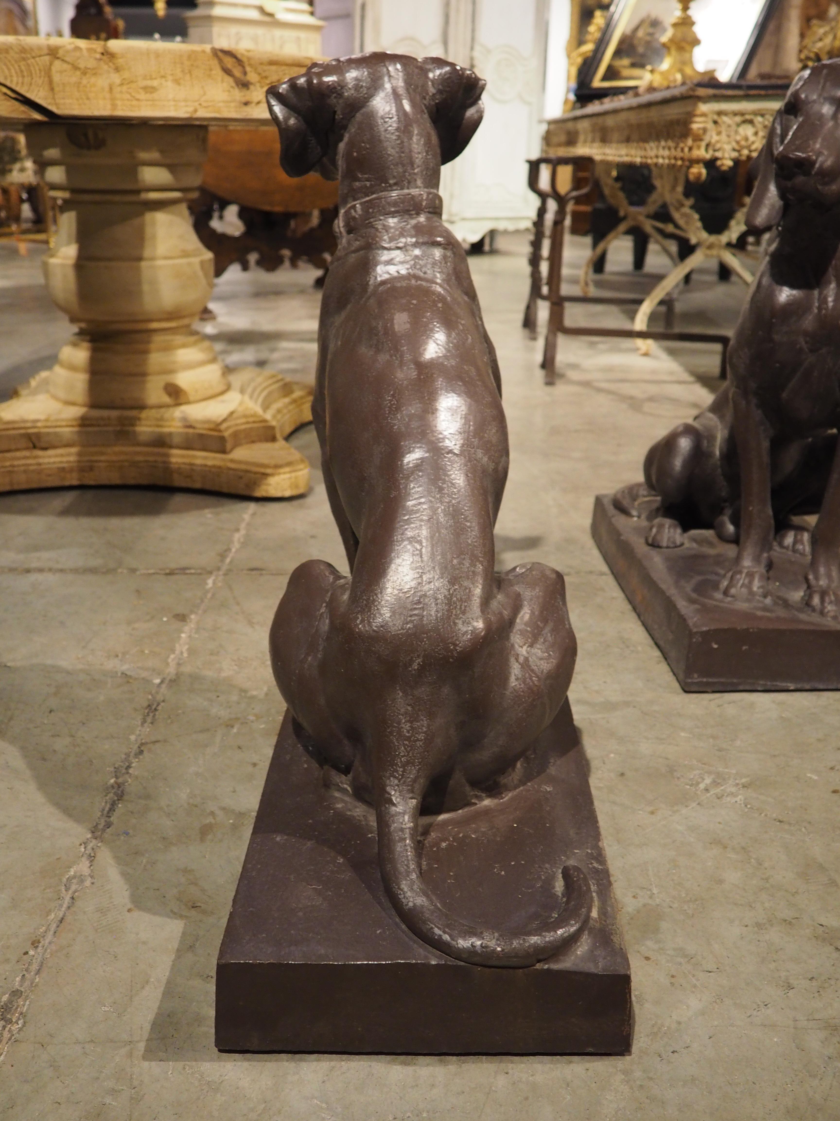 Paar Antique French Cast Iron Jagdhunde nach A. Jacquemart, CIRCA 1900 im Angebot 3