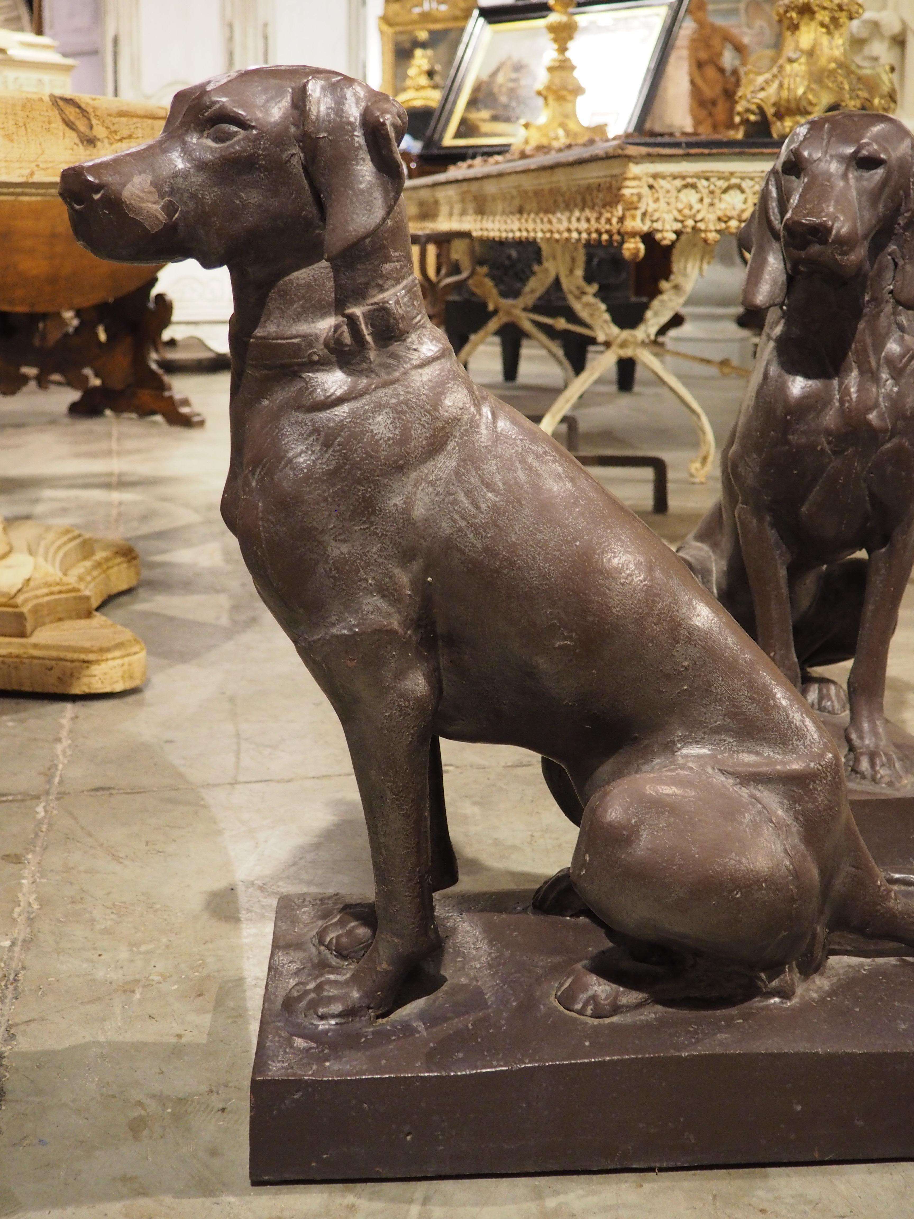 Paar Antique French Cast Iron Jagdhunde nach A. Jacquemart, CIRCA 1900 im Angebot 5