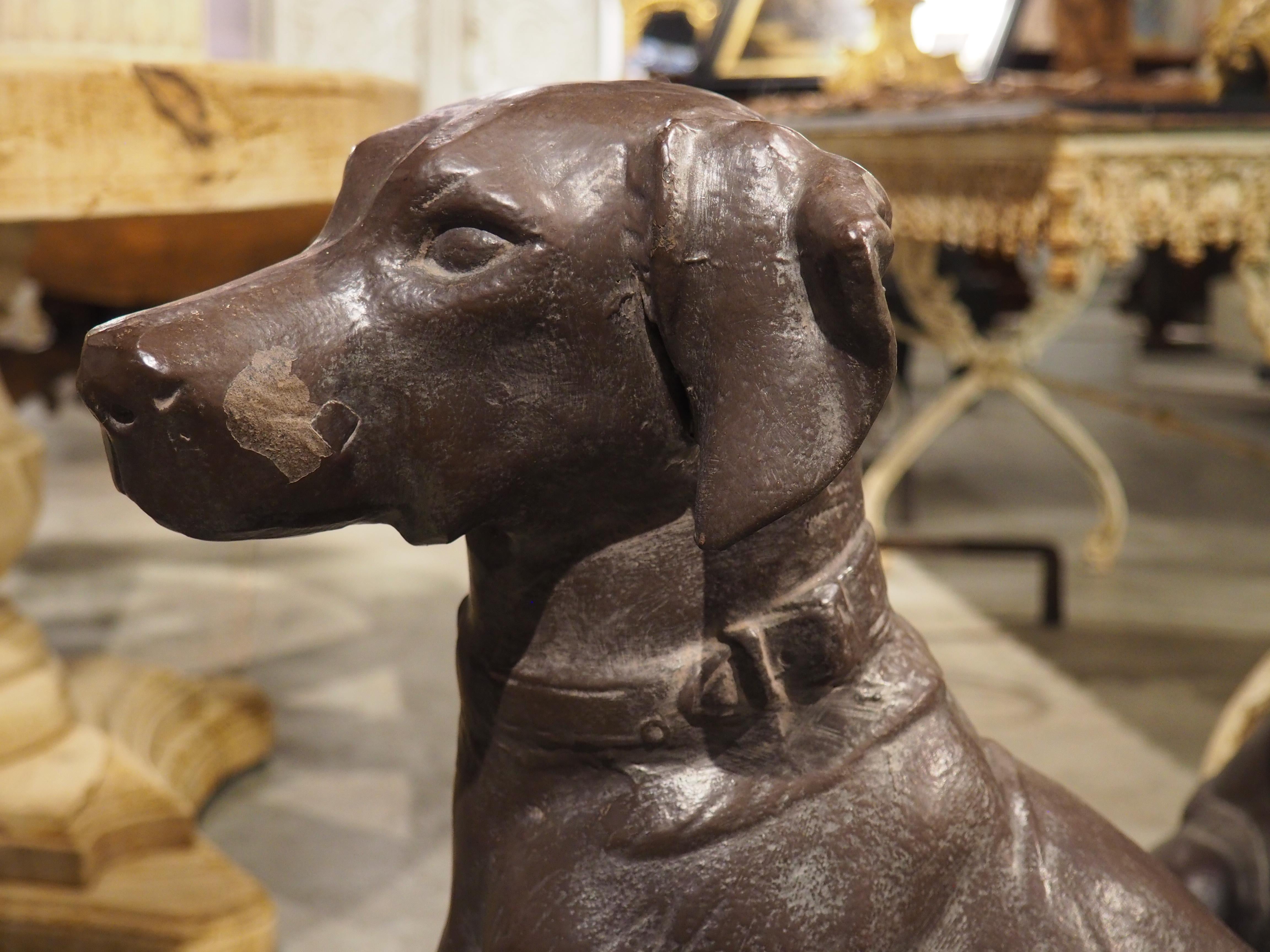 Paar Antique French Cast Iron Jagdhunde nach A. Jacquemart, CIRCA 1900 im Angebot 6