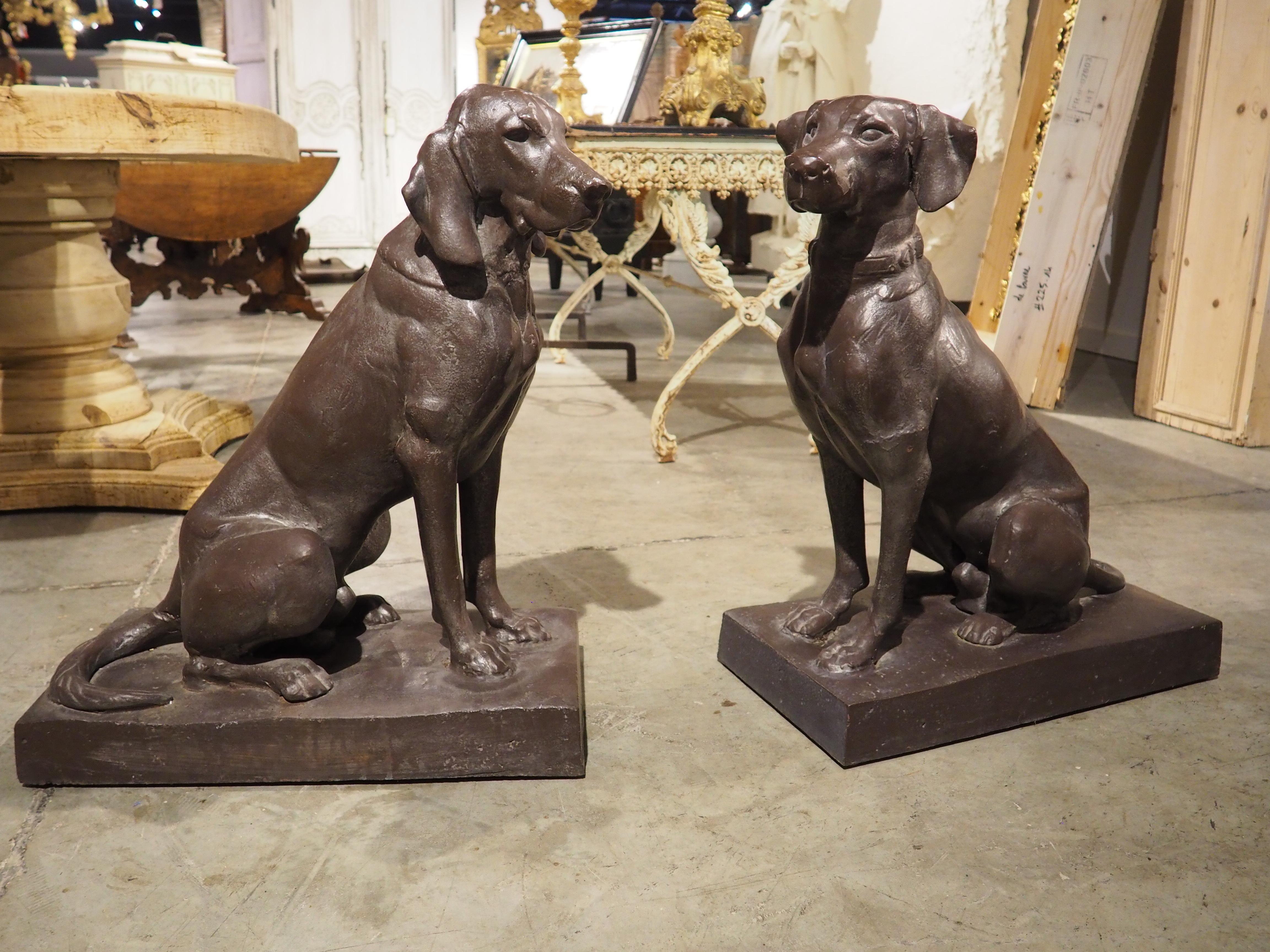 Paar Antique French Cast Iron Jagdhunde nach A. Jacquemart, CIRCA 1900 im Angebot 12
