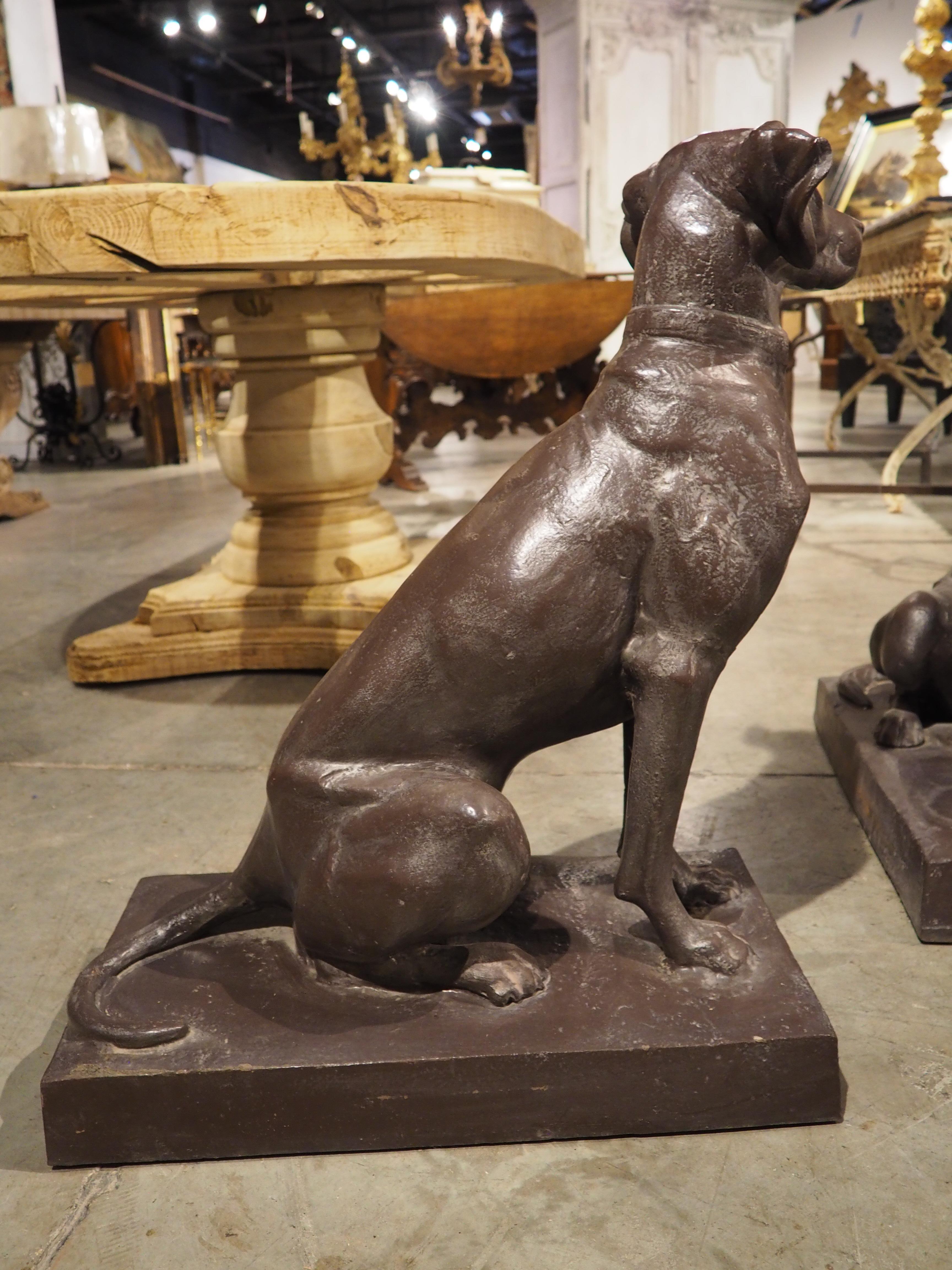 Paar Antique French Cast Iron Jagdhunde nach A. Jacquemart, CIRCA 1900 im Angebot 2
