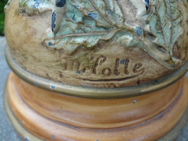 Pair of Antique French Cast Iron Rooster Lamps For Sale at 1stDibs