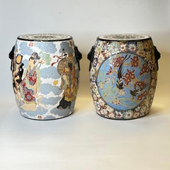 Pair of   Antique French Chinoiseri / Japonisim style  Porcelain Garden Seats