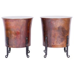 Pair of Antique French Copper and Iron End Tables