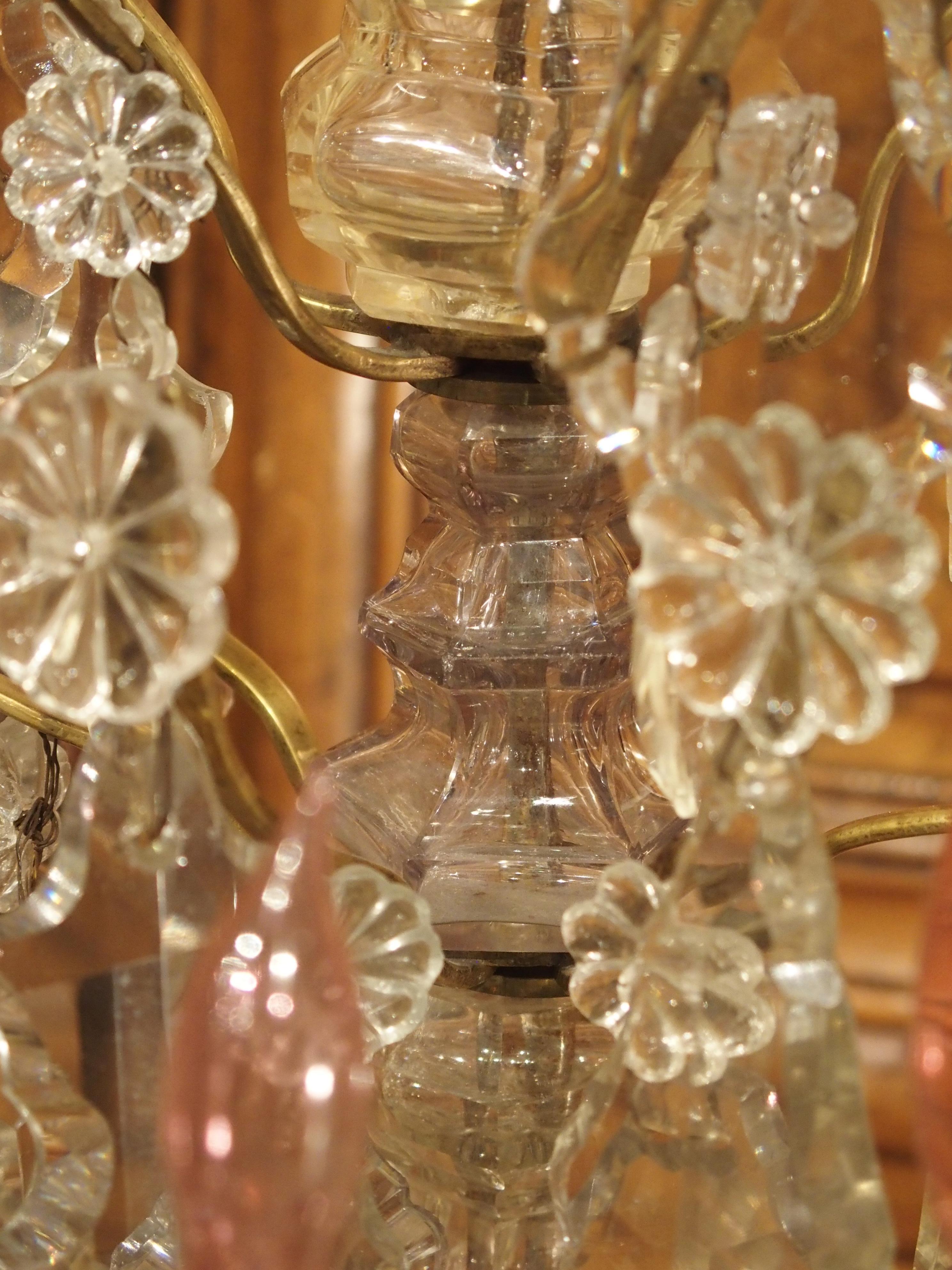 Pair of Antique French Crystal and Bronze Girandoles, Circa 1890 For Sale 11