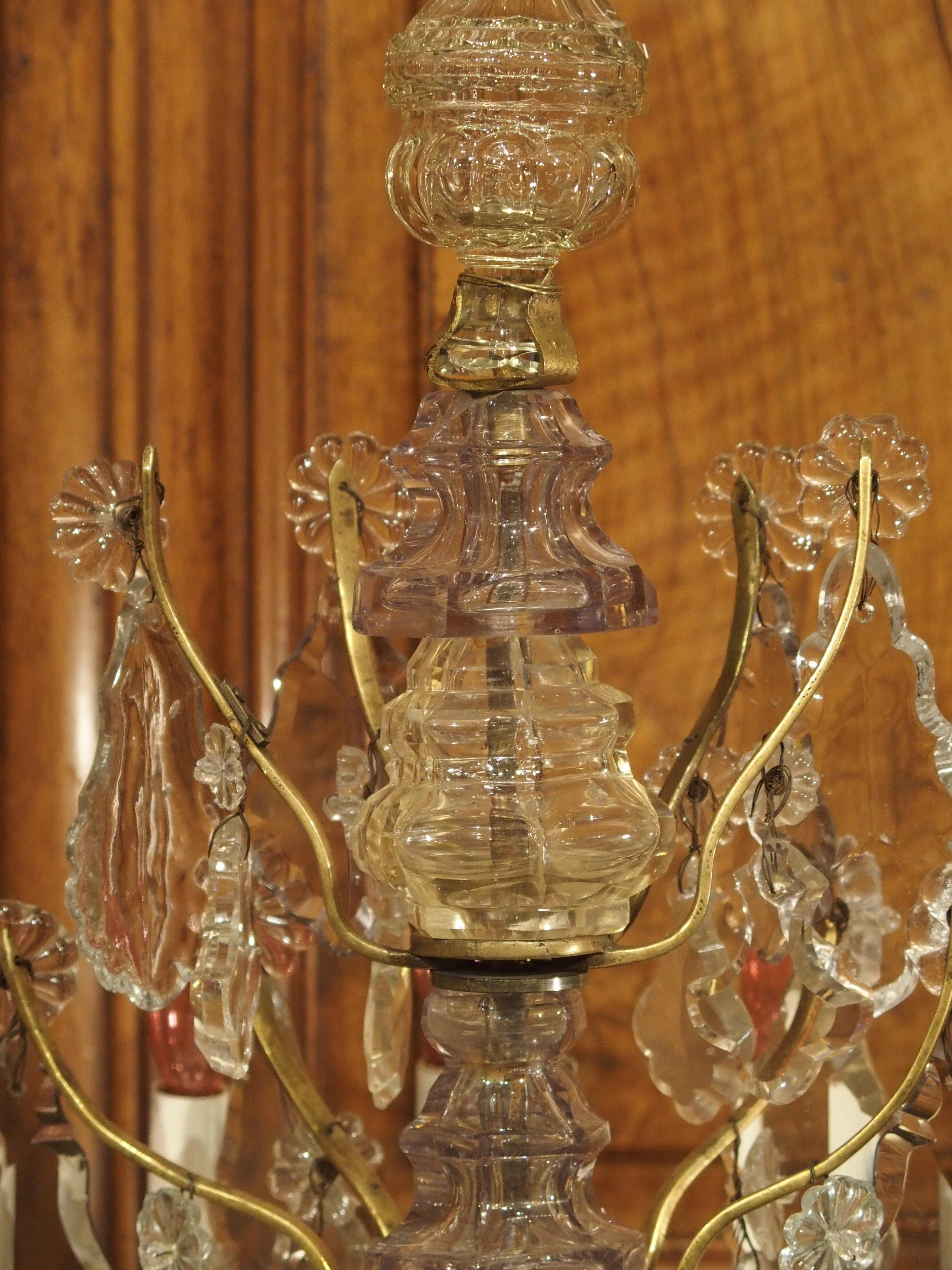 Pair of Antique French Crystal and Bronze Girandoles, Circa 1890 For Sale 14