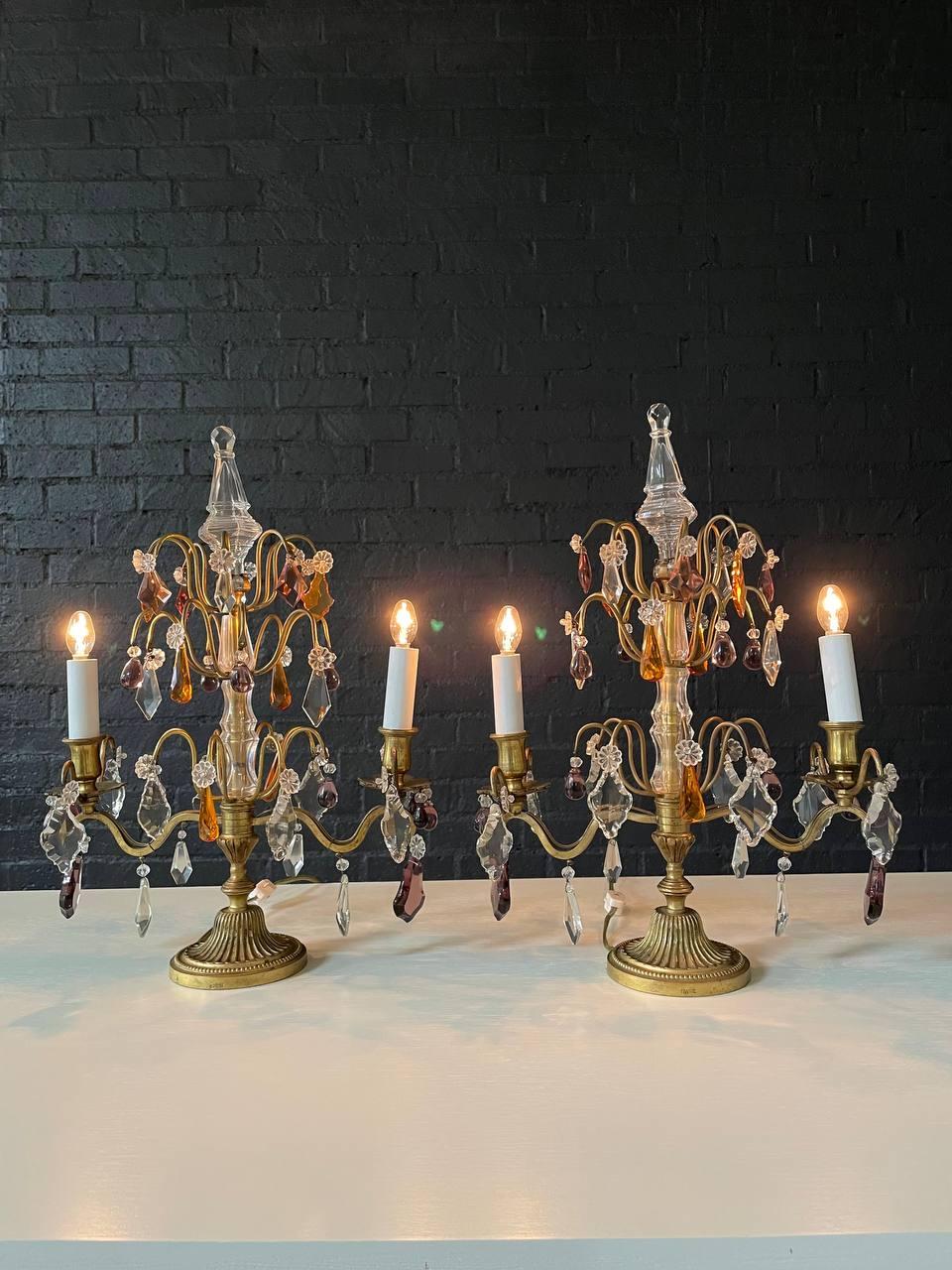 Condition: Original Vintage Condition

Materials: Patinated Brass, Original Crystals
Style: French Antique