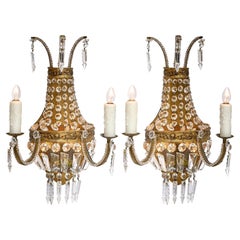 Pair of Antique French Crystal Sconces