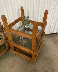 Antique French Demi John Bottles in Original Wood Crates, Circa 1890s
