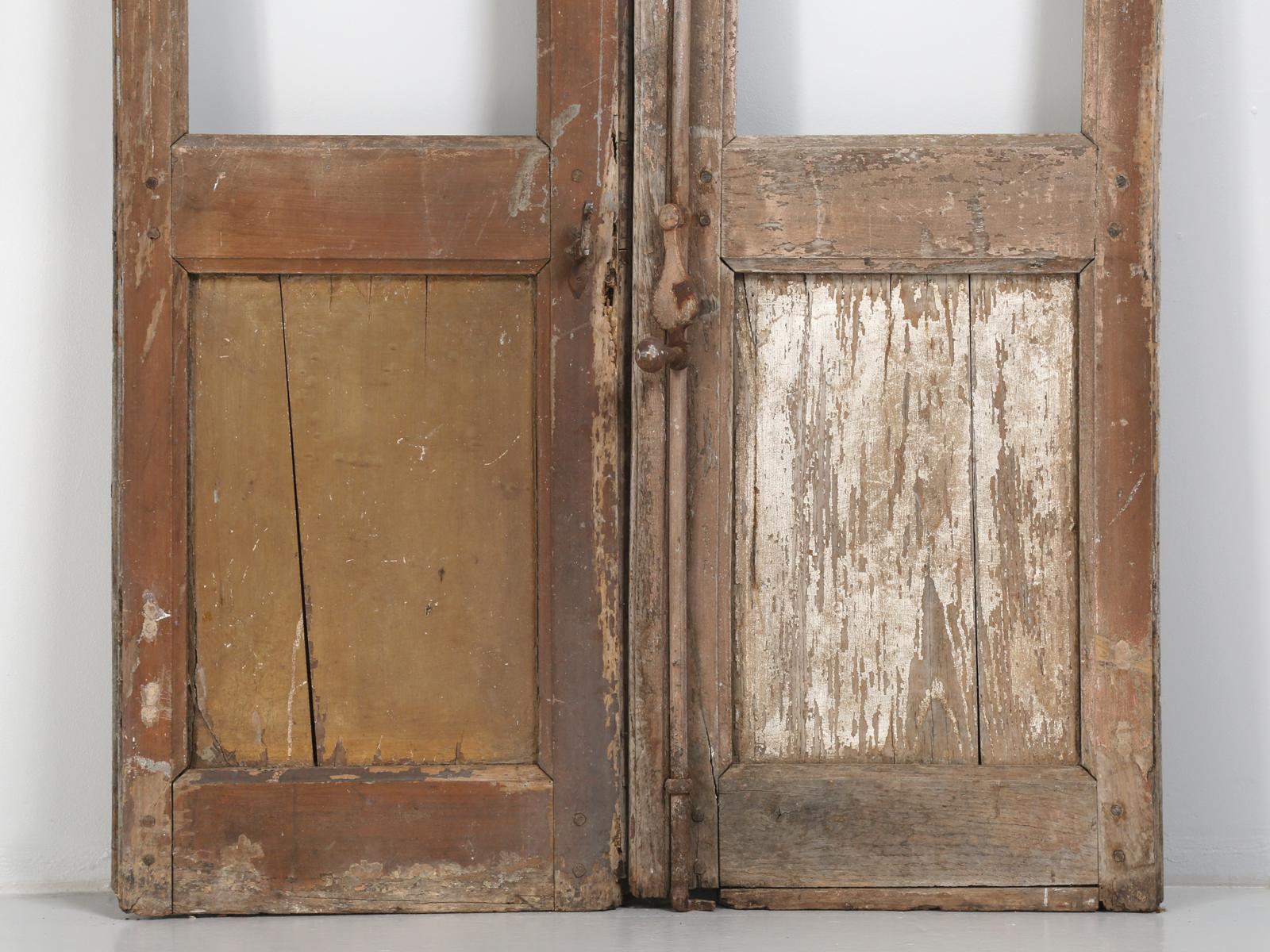 Pair of Antique French Doors in Original Paint and Great Hardware 3
