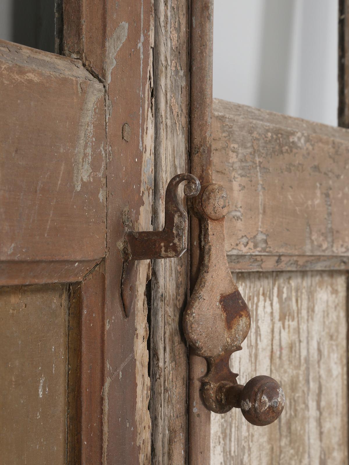 Pair of Antique French Doors in Original Paint and Great Hardware 5