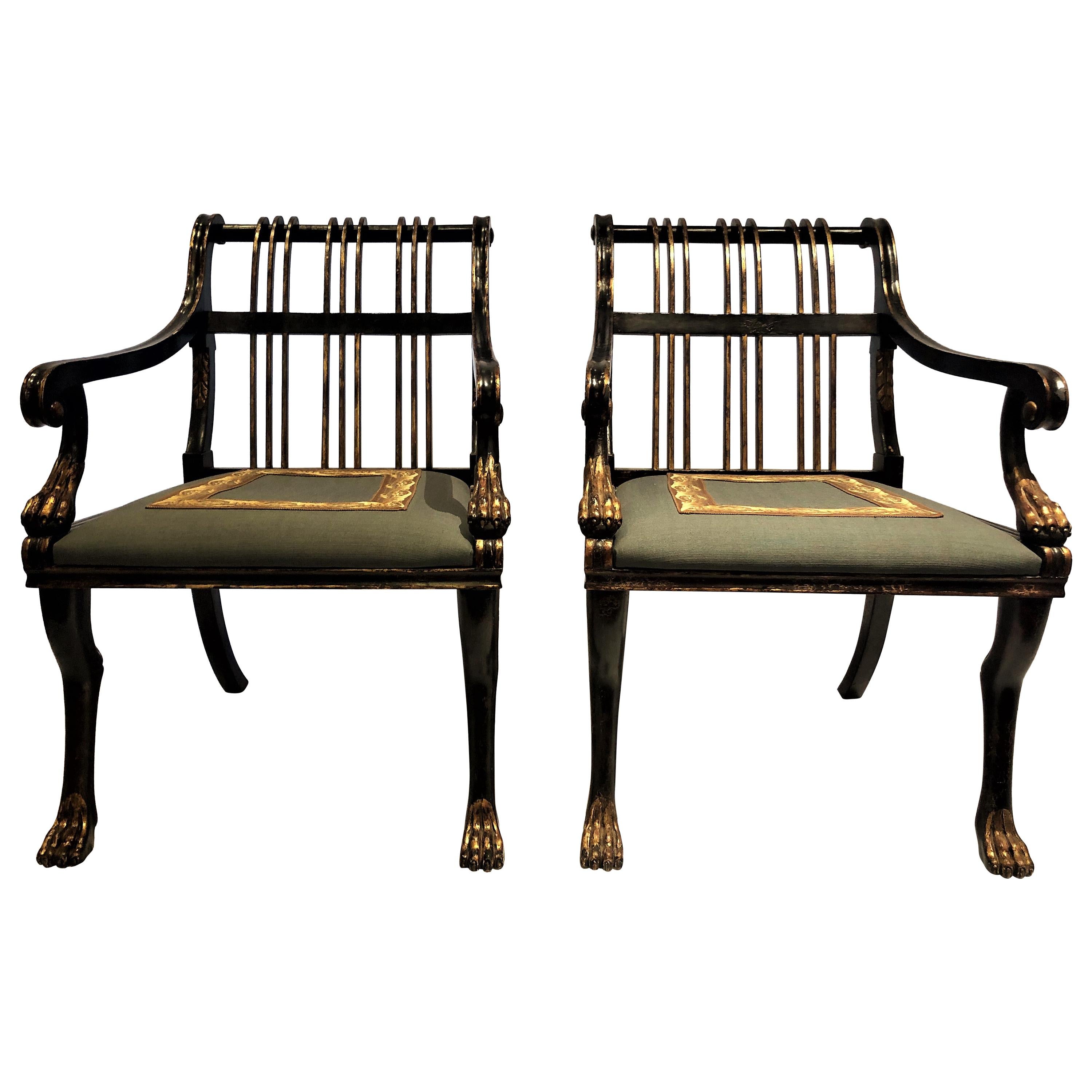 Pair of Antique French Early 20th Century Neoclassical Armchairs