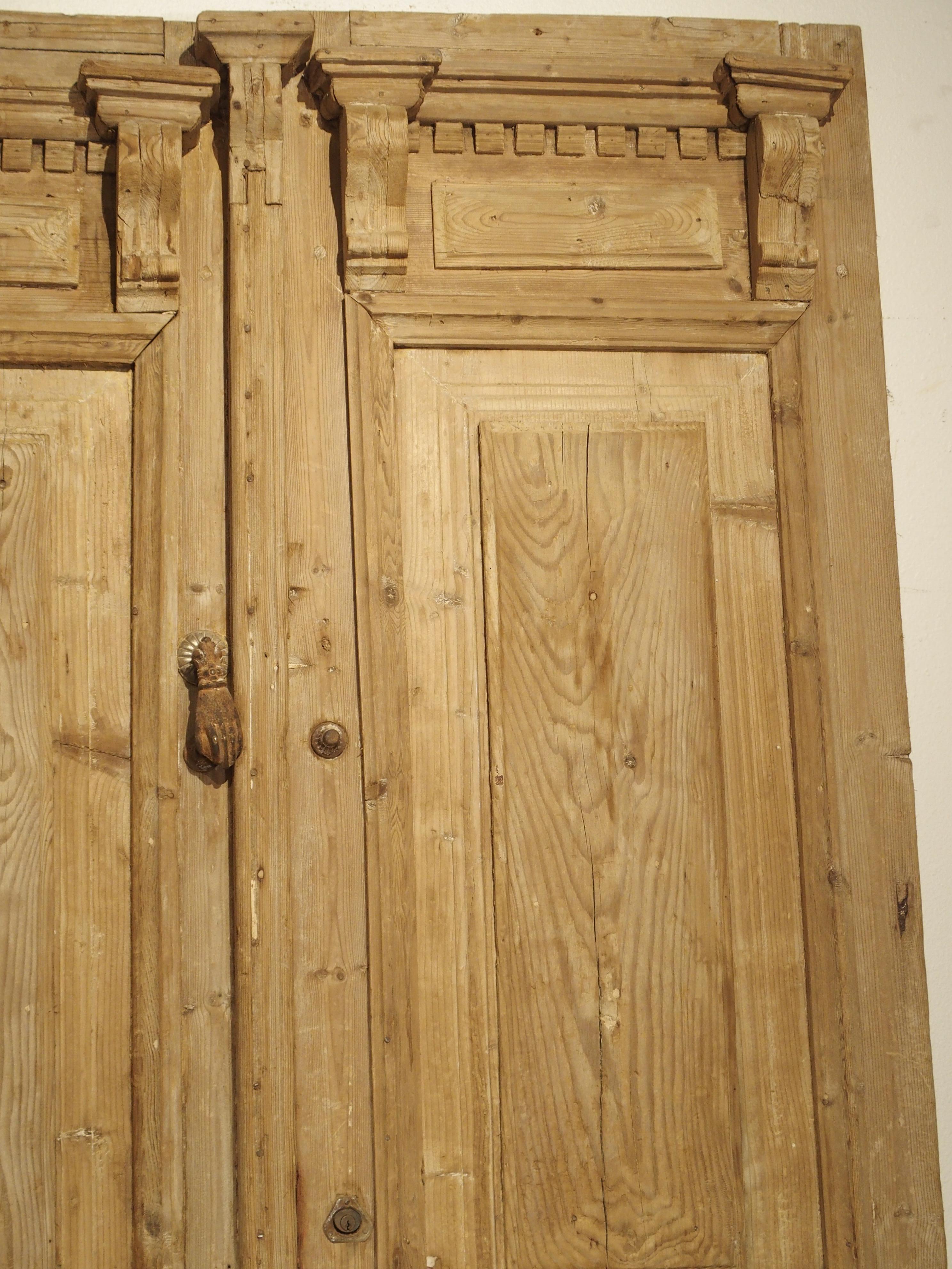 Pine Pair of Antique French Egyptian Doors, Early 1900s