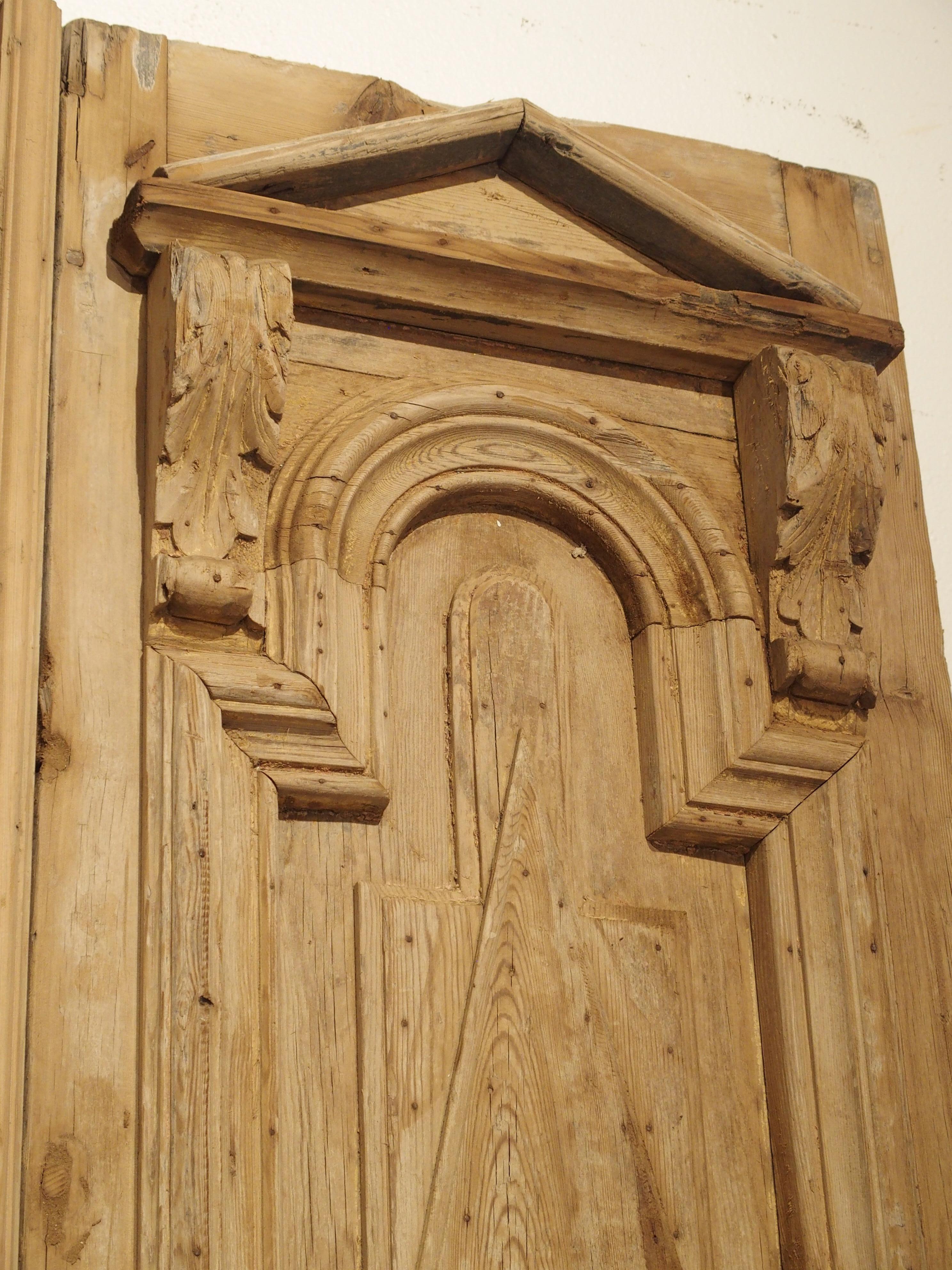 Pair of Antique French Egyptian Pine Doors with Carved Bird Motifs 3