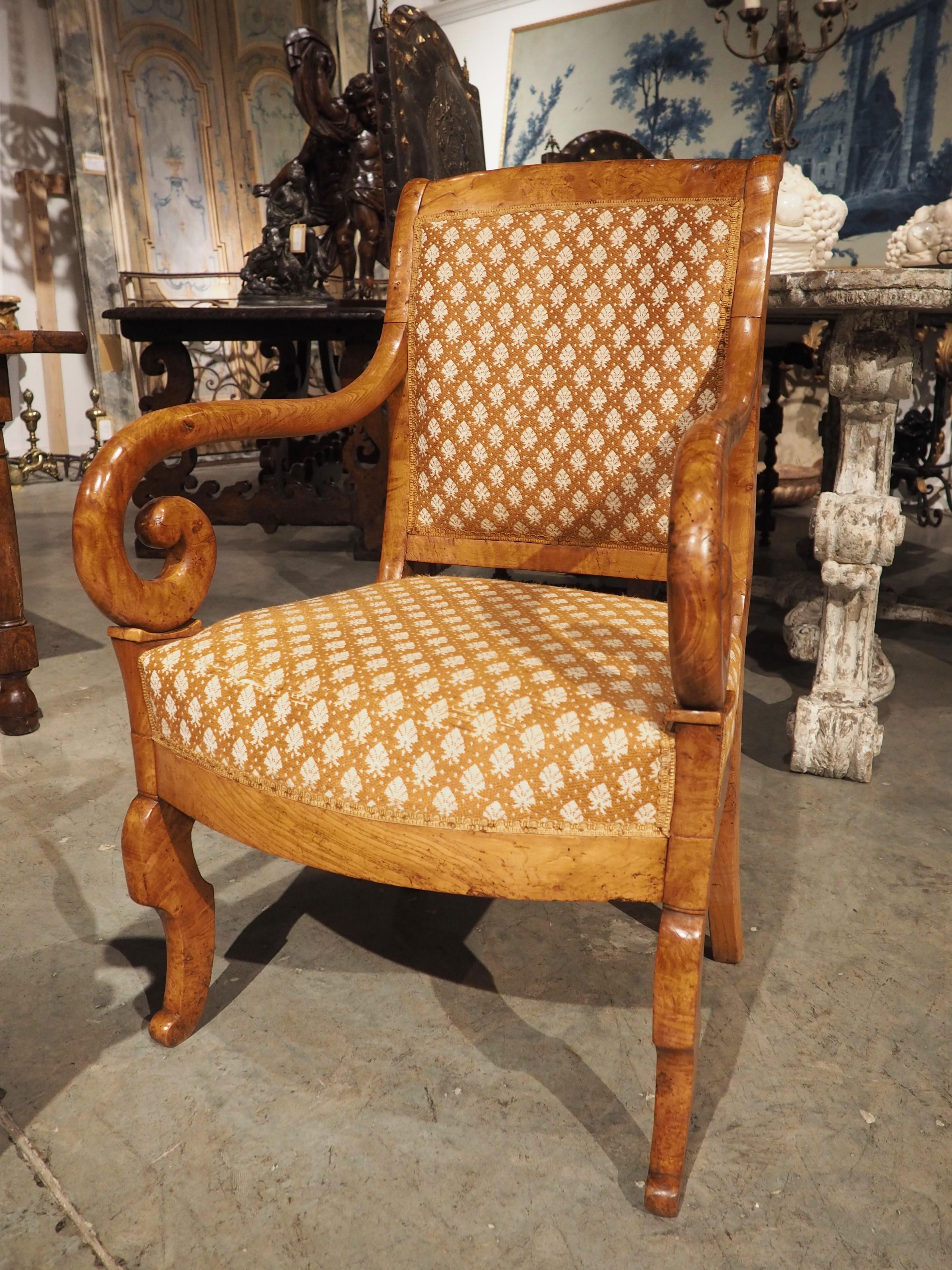 Pair of Antique French Elmwood Louis Philippe Armchairs, Circa 1840 For Sale 4
