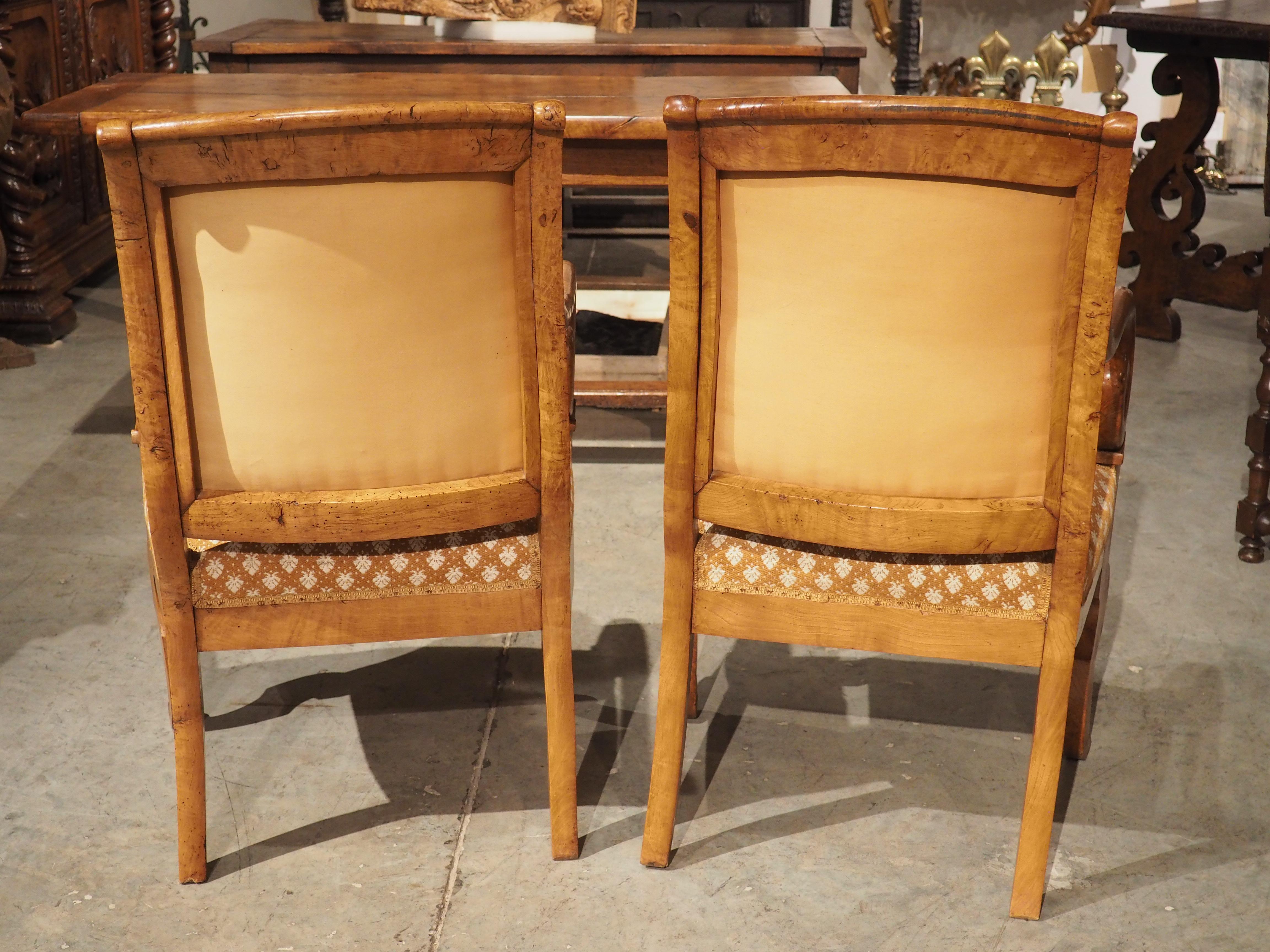 Pair of Antique French Elmwood Louis Philippe Armchairs, Circa 1840 In Good Condition For Sale In Dallas, TX