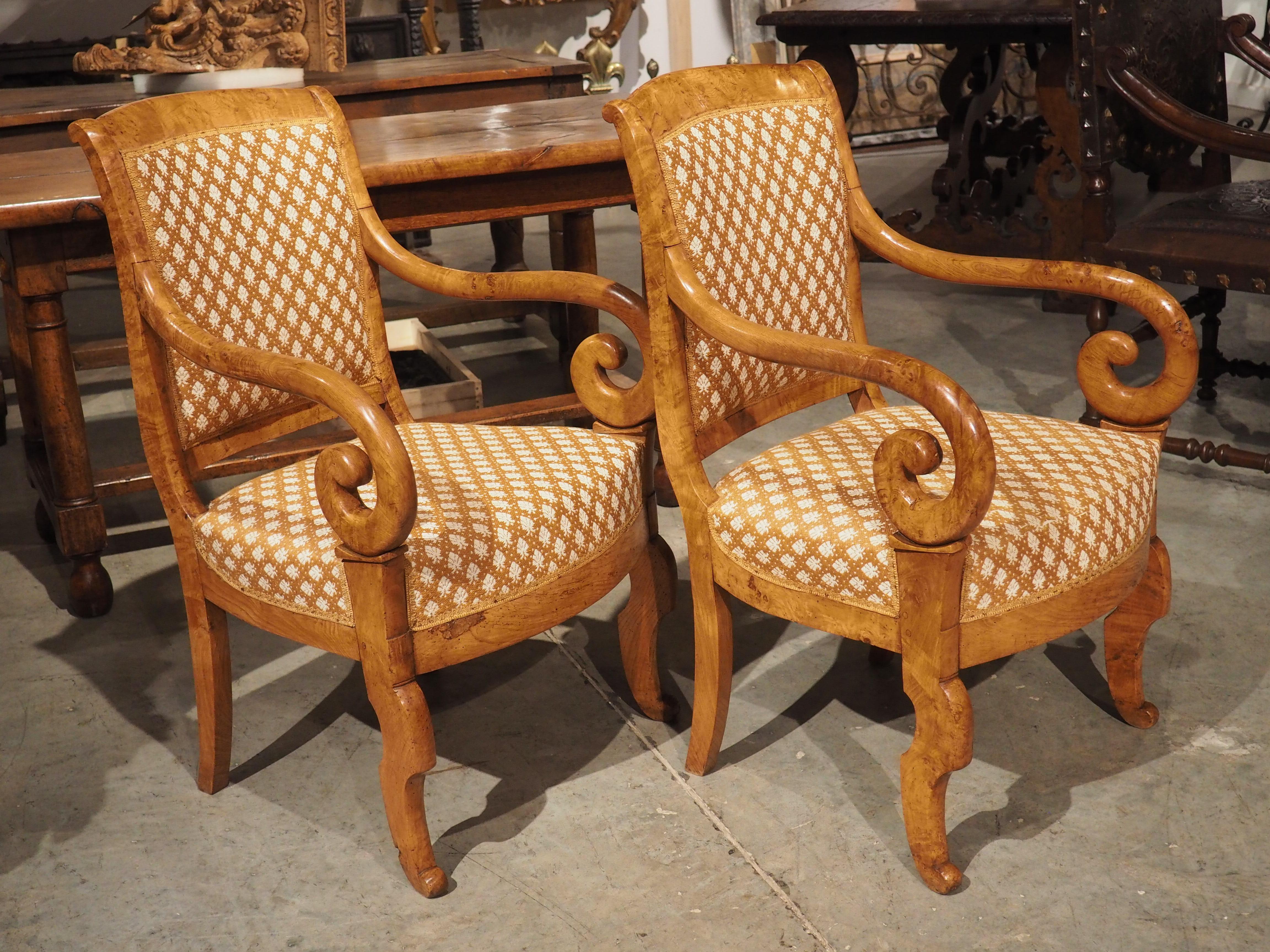 Pair of Antique French Elmwood Louis Philippe Armchairs, Circa 1840 For Sale 1