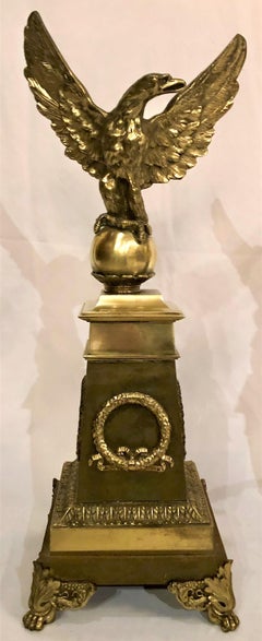 Pair of Antique French Empire Eagle Andirons