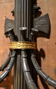 Paire d'appliques anciennes de style Empire français en or et bronze patiné