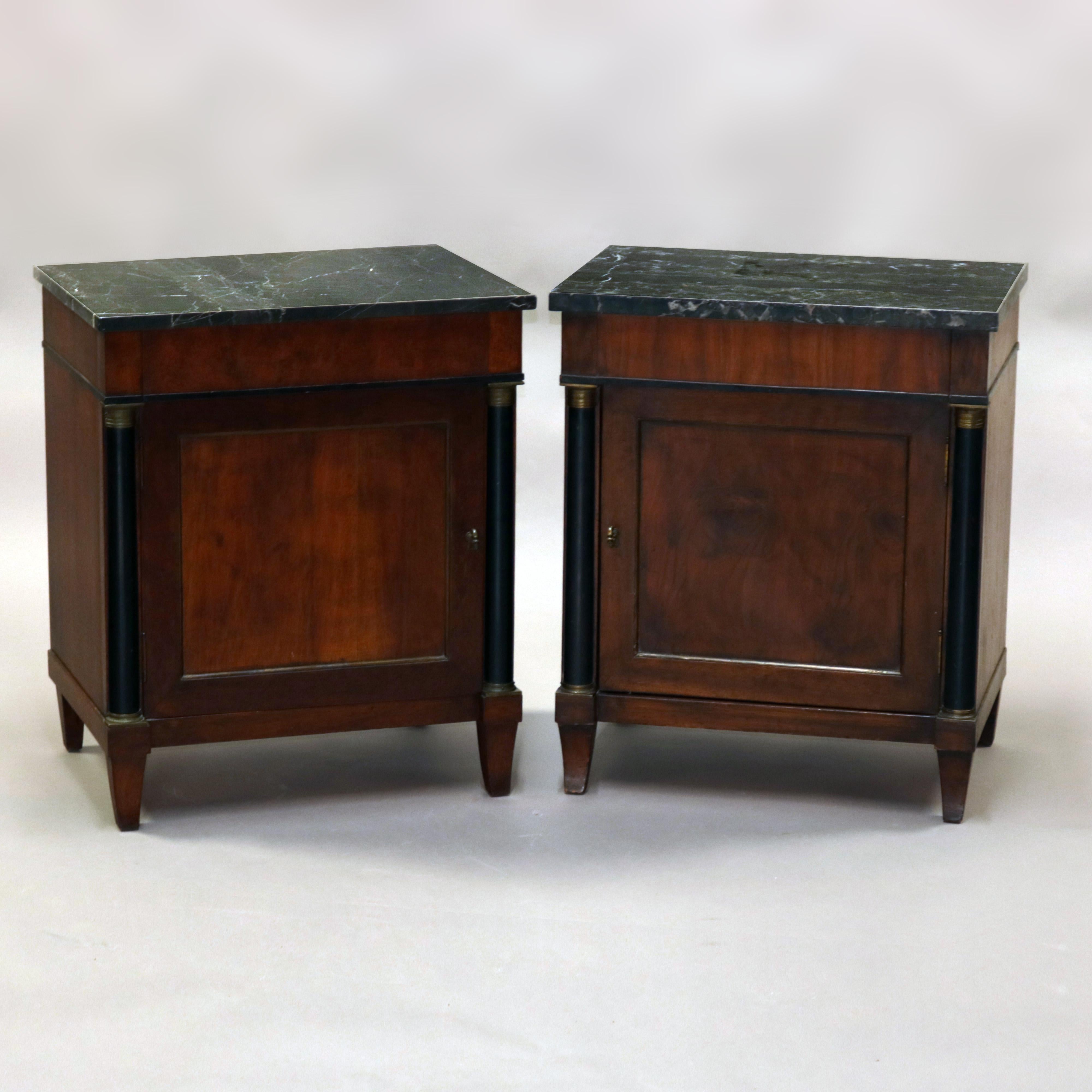 Pair of Antique French Empire Mahogany and Marble Side Tables, circa 1890 1