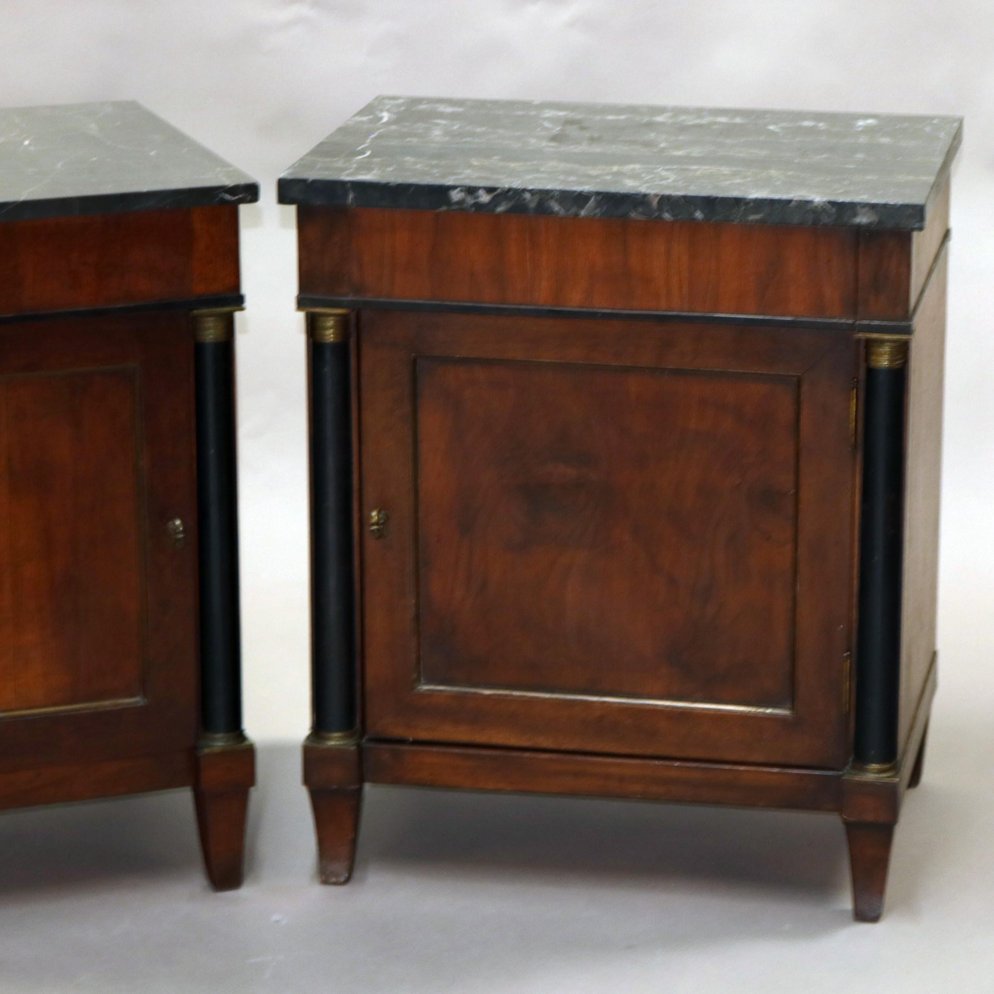 Pair of Antique French Empire Mahogany and Marble Side Tables, circa 1890 2