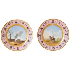 Pair of Antique French Empire Porcelain Decorative Plates, circa 1820
