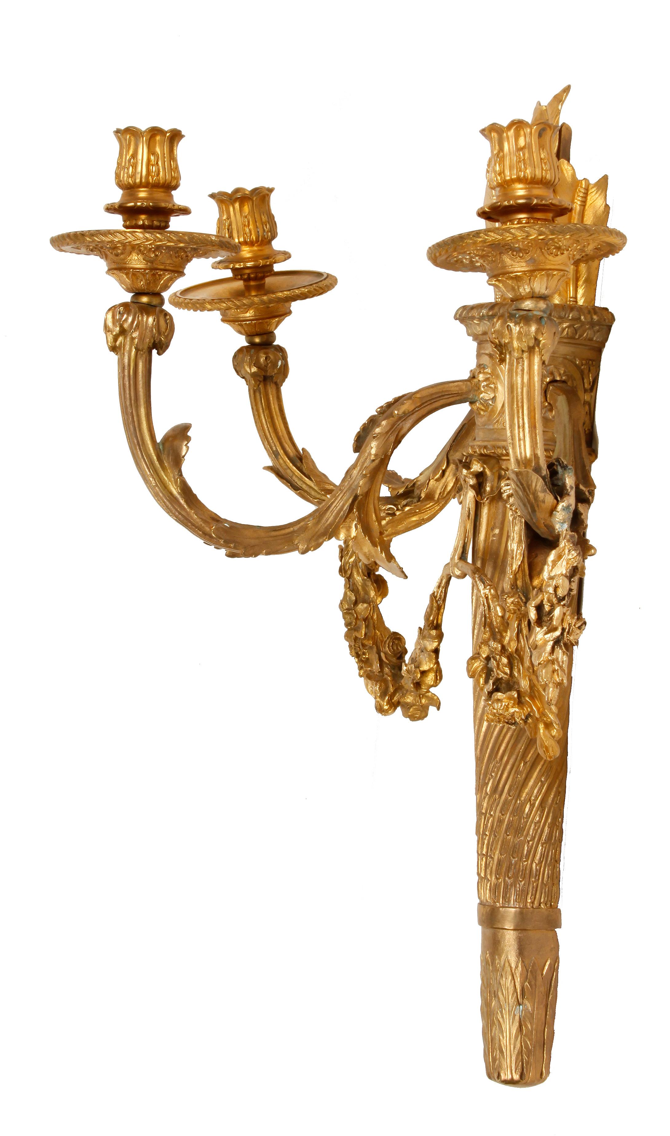 Pair of antique French Empire sconces.