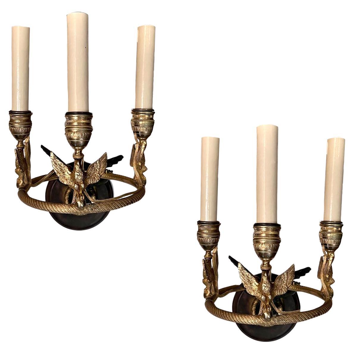 Set of 4 Antique French Empire Sconces For Sale