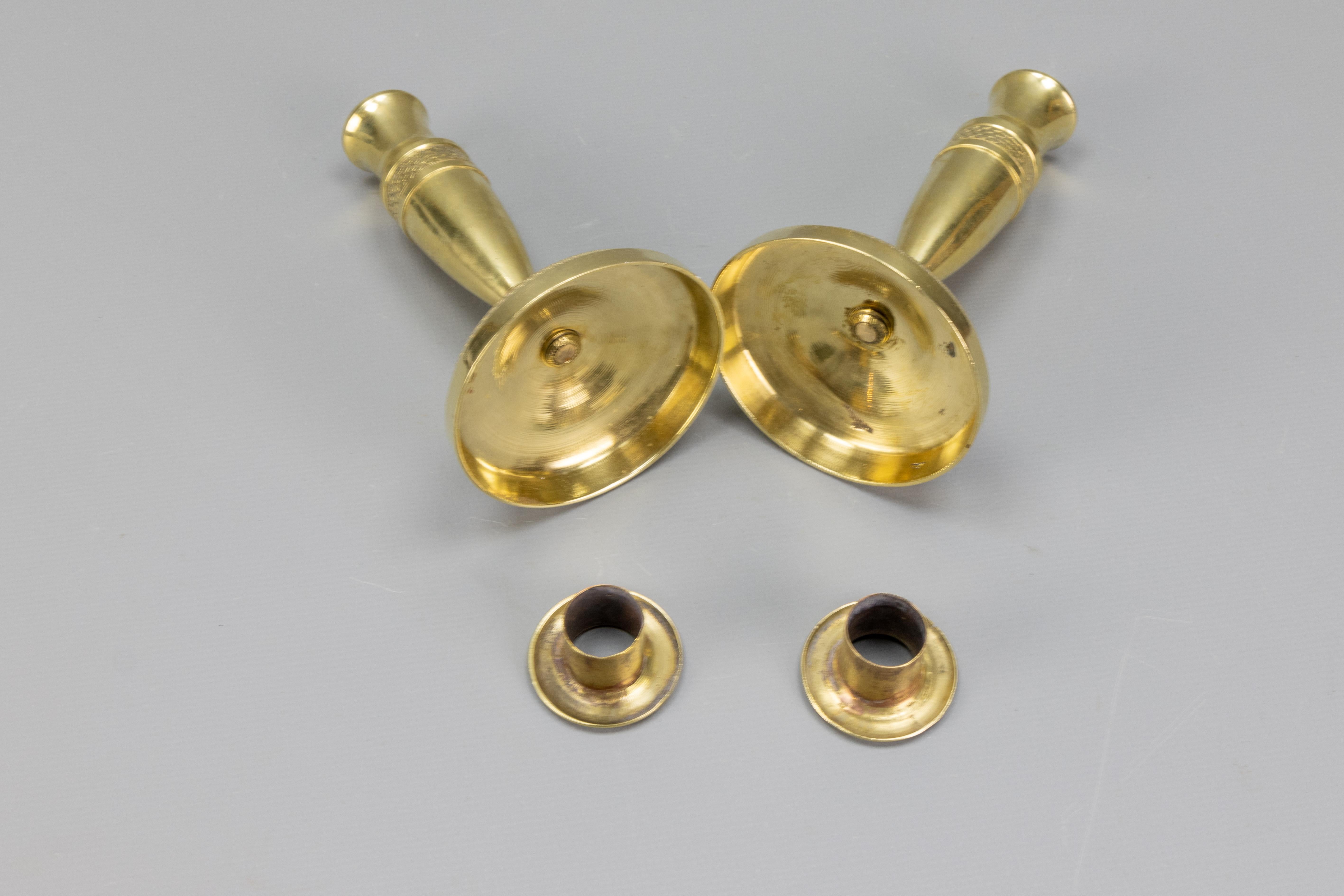 Pair of Antique French Empire Style Gilt Brass Candlesticks, ca. 1890 For Sale 10