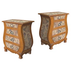 Pair of Antique French European Tapestry Nightstands