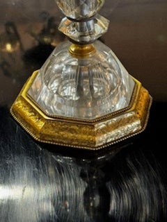 Pair of Antique French Faceted Crystal Element Lamps