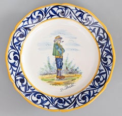 Pair of Antique French Faience Quimper Plates, circa 1920