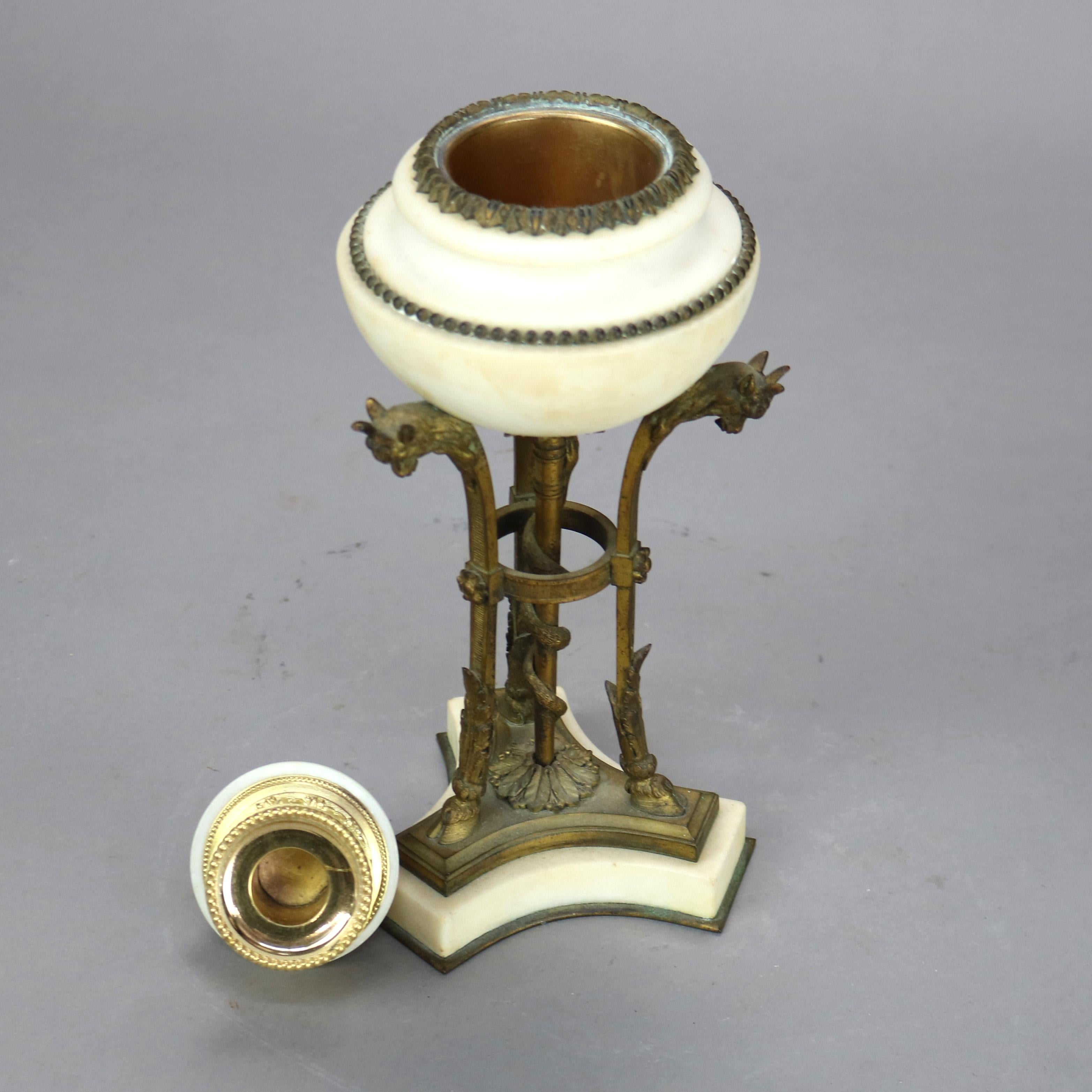 Pair of Antique French Figural Bronze & Marble Cassolettes with Hoof Feet C1880

Measures- 11.75