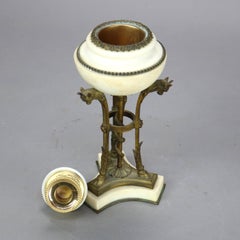 Pair of Antique French Figural Bronze & Marble Cassolettes with Hoof Feet C1880
