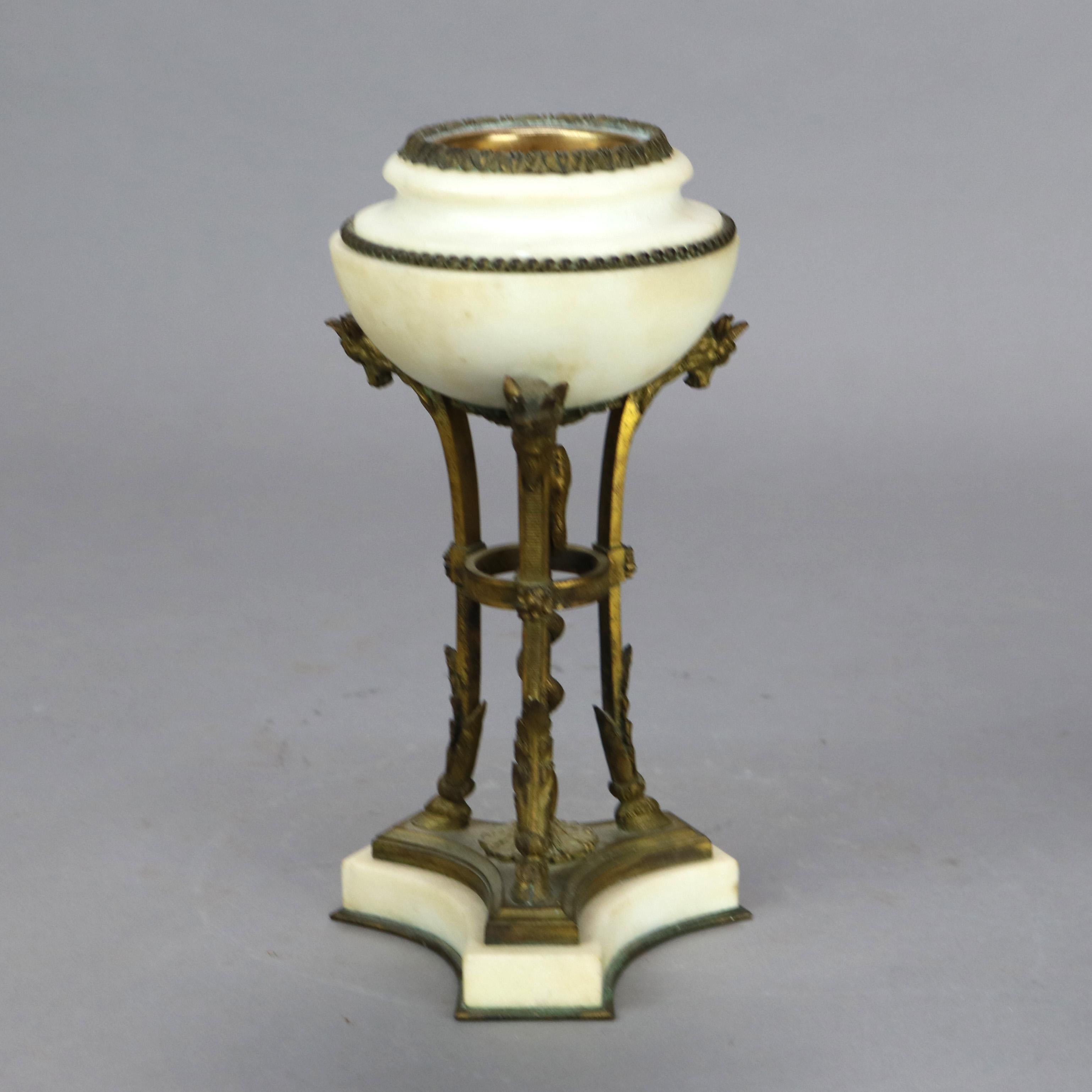 Pair of Antique French Figural Bronze & Marble Cassolettes with Hoof Feet C1880 In Good Condition For Sale In Big Flats, NY