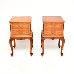Pair of Antique French Figured Walnut Bedside Chests