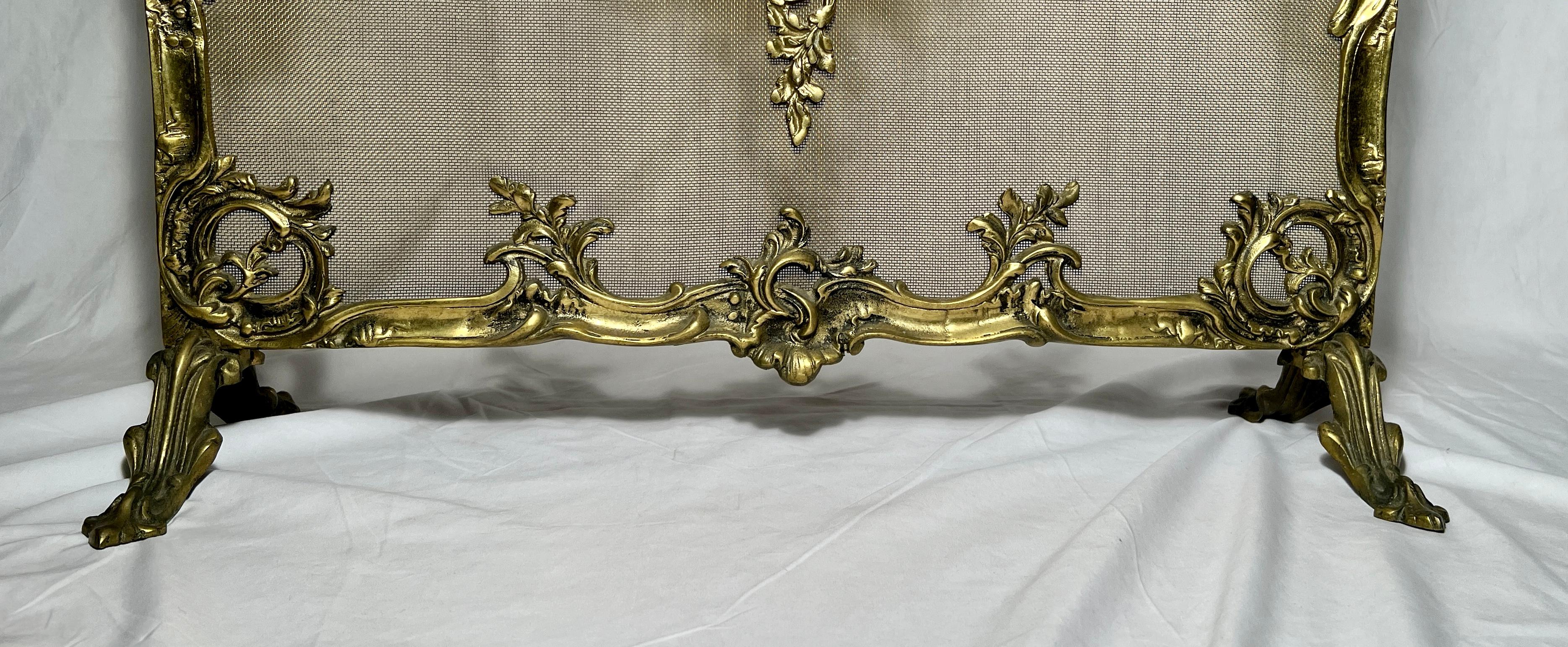 19th Century Pair of Antique French Fine Gold Bronze Fire Screens, Circa 1890. For Sale