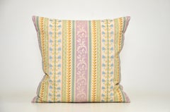 Pair of Antique French Floral Pillow Cushions Backed in New Irish Linen