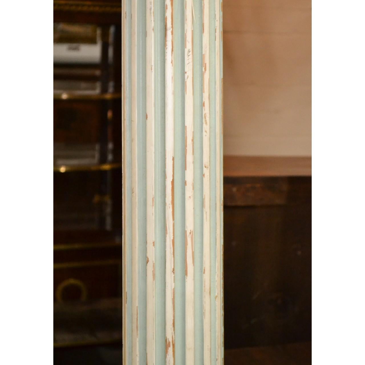 Wood Pair of Antique French Fluted and Painted Stand Alone Columns