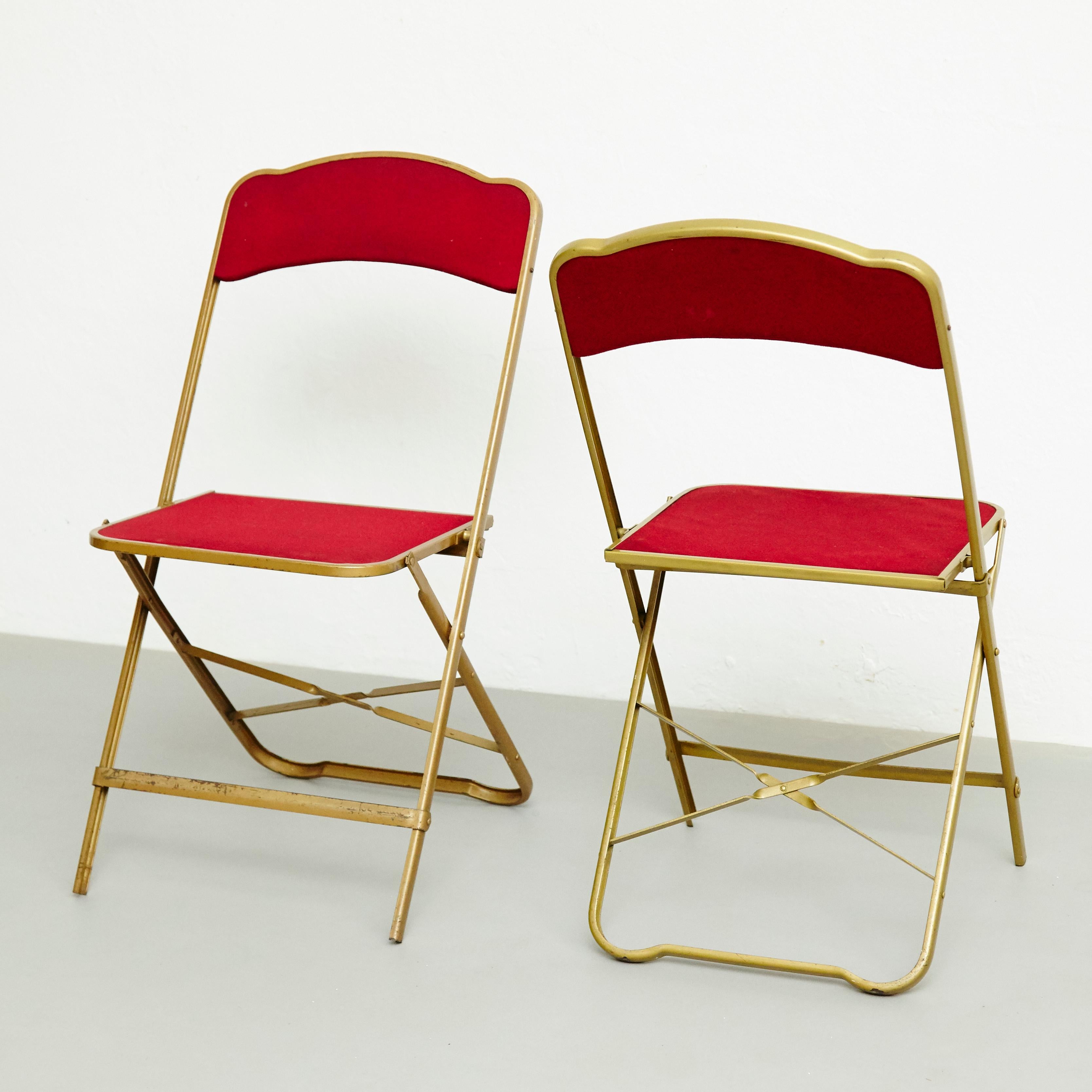Pair of Antique French Folding Theater Chairs, circa 1960 5