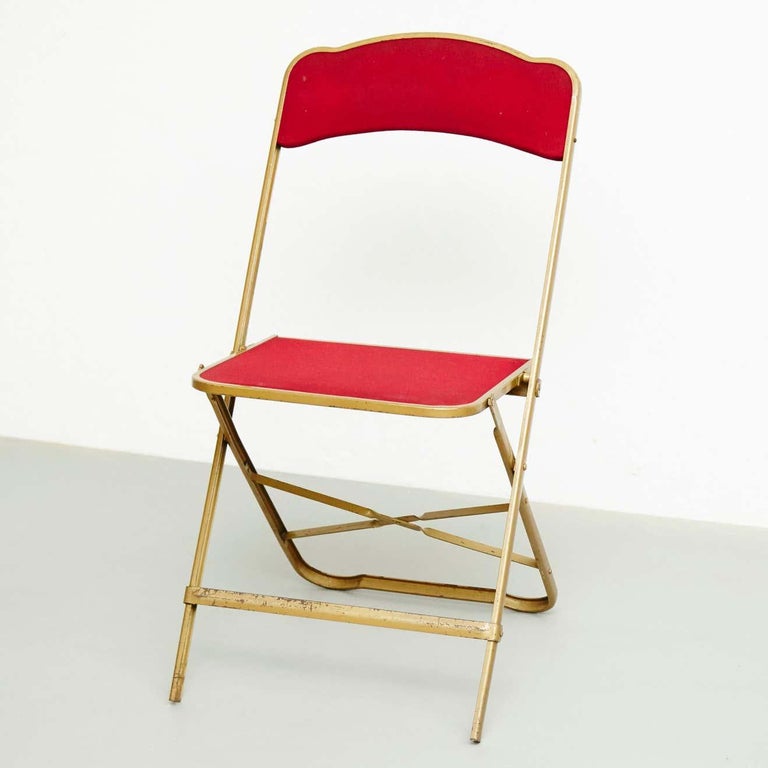 Pair of Antique French Folding Theater Chairs, circa 1960 For Sale at
