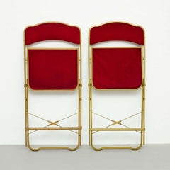 Pair of Antique French Folding Theater Chairs, circa 1960
